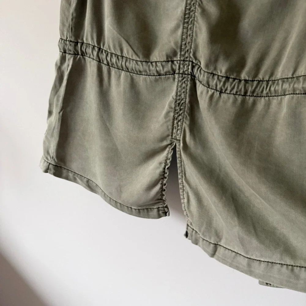 Kenneth Cole‎ Reaction Women Olive Green Tencel Draped Open Front Utility Vest S